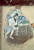 Ladakh - Hemis gompa, painted panels of the lower portico 